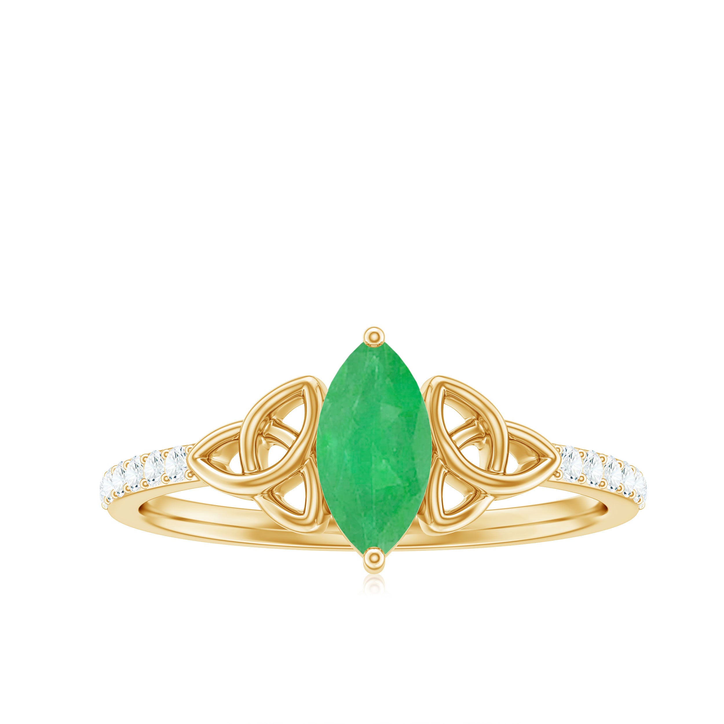 Natural Marquise Emerald Diamond Promise Ring with Celtic Knot AAA - Rosec Jewels