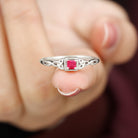 Princess Cut Ruby Solitaire Celtic Knot Ring in Gold Ruby - ( AAA ) - Quality - Rosec Jewels