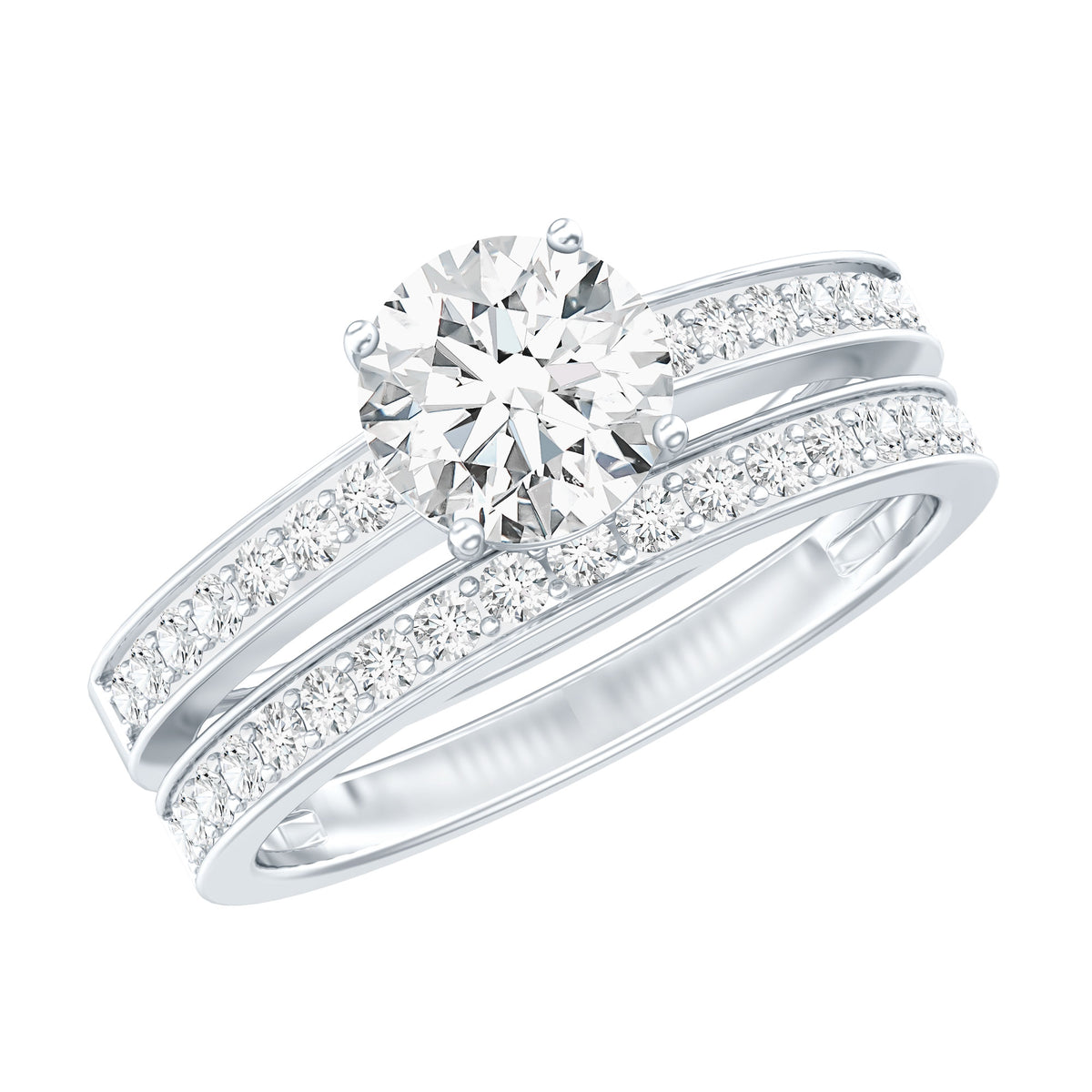 Rosec Jewels-1 Carat Lab Grown Diamond Wedding Ring Set with IGI Certificate