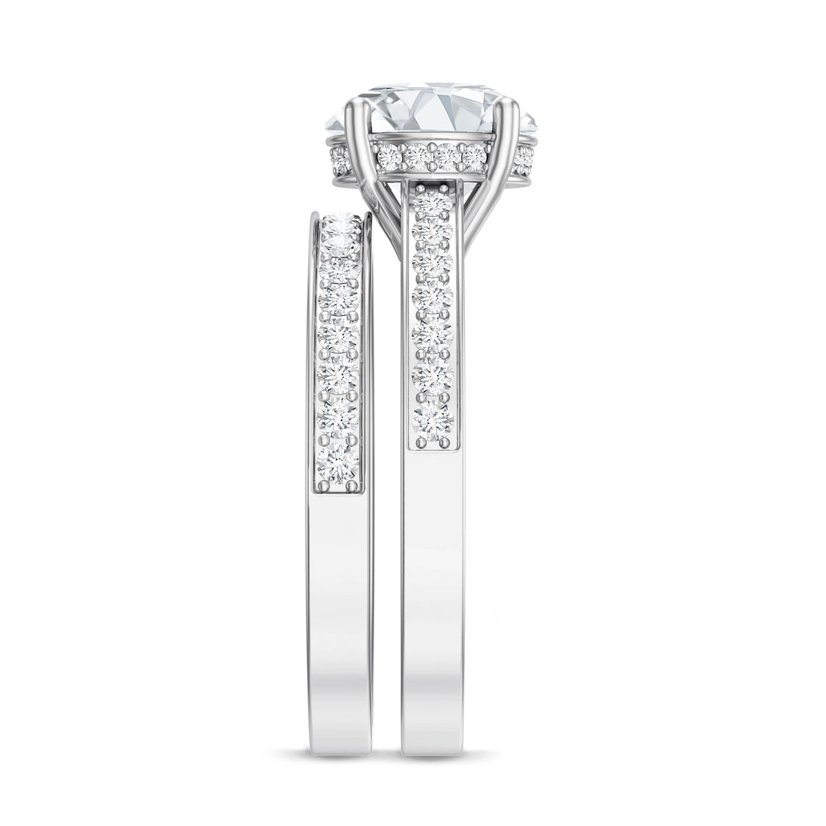 IGI Certified 2 Carat Lab Grown Diamond Engagement Ring with Wedding Band Lab - ( E-VS1 ) - Rosec Jewels