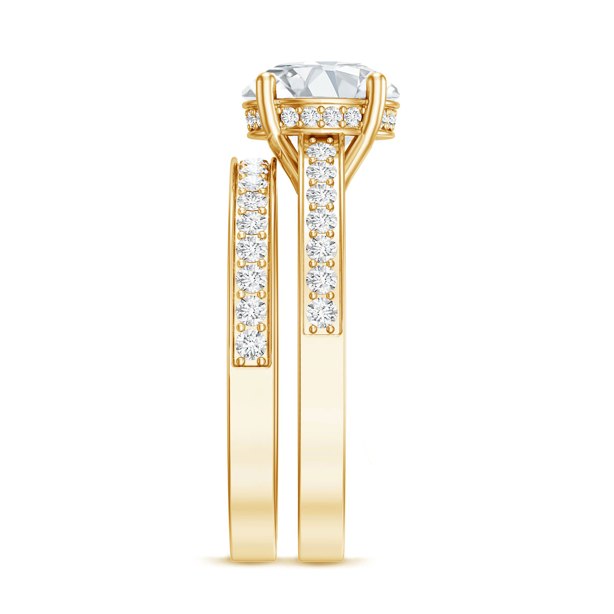 IGI Certified 2 Carat Lab Grown Diamond Engagement Ring with Wedding Band Lab - ( E-VS1 ) - Rosec Jewels