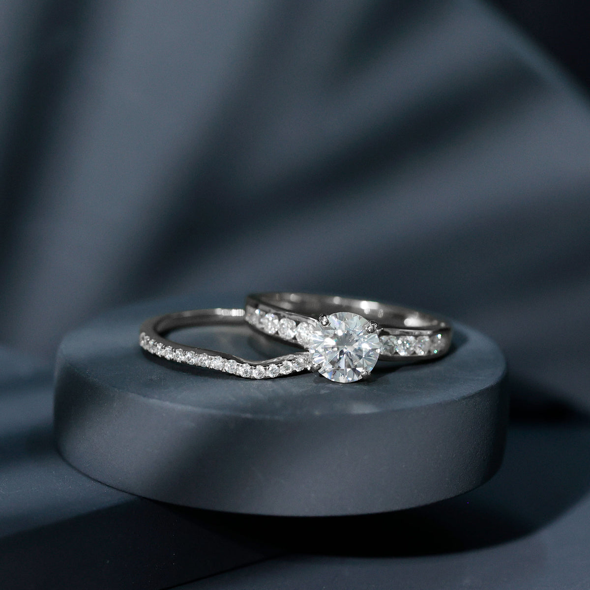 2 Carat Lab Grown Diamond Wedding Engagement Ring Set IGI Certified Lab - ( E-VS1 ) - Rosec Jewels