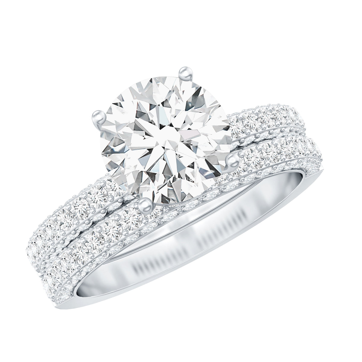 IGI Certified 2 Carat Lab Grown Diamond Engagement Ring with Enhancer Lab - ( E-VS1 ) - Rosec Jewels