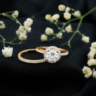 Lab Grown 2 Carat Diamond Halo Bridal Ring Set with IGI Certificate Lab - ( E-VS1 ) - Rosec Jewels