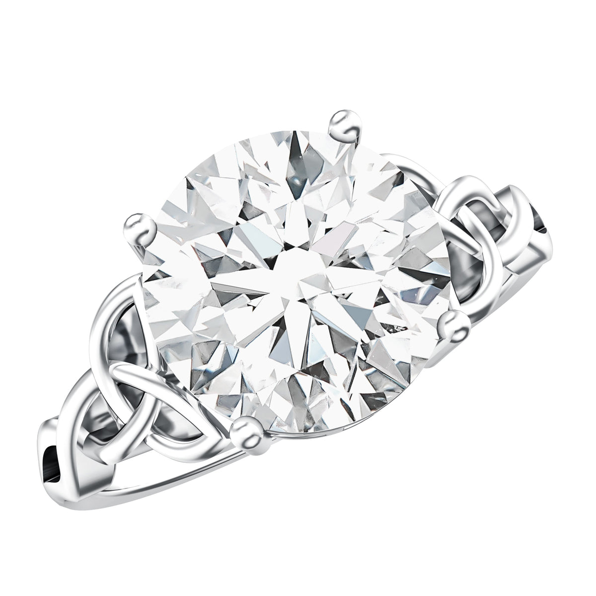 4 Carat Solitaire Lab Grown Diamond Celtic Knot Engagement Ring with IGI Certificate Lab - ( E-VS1 ) - Rosec Jewels