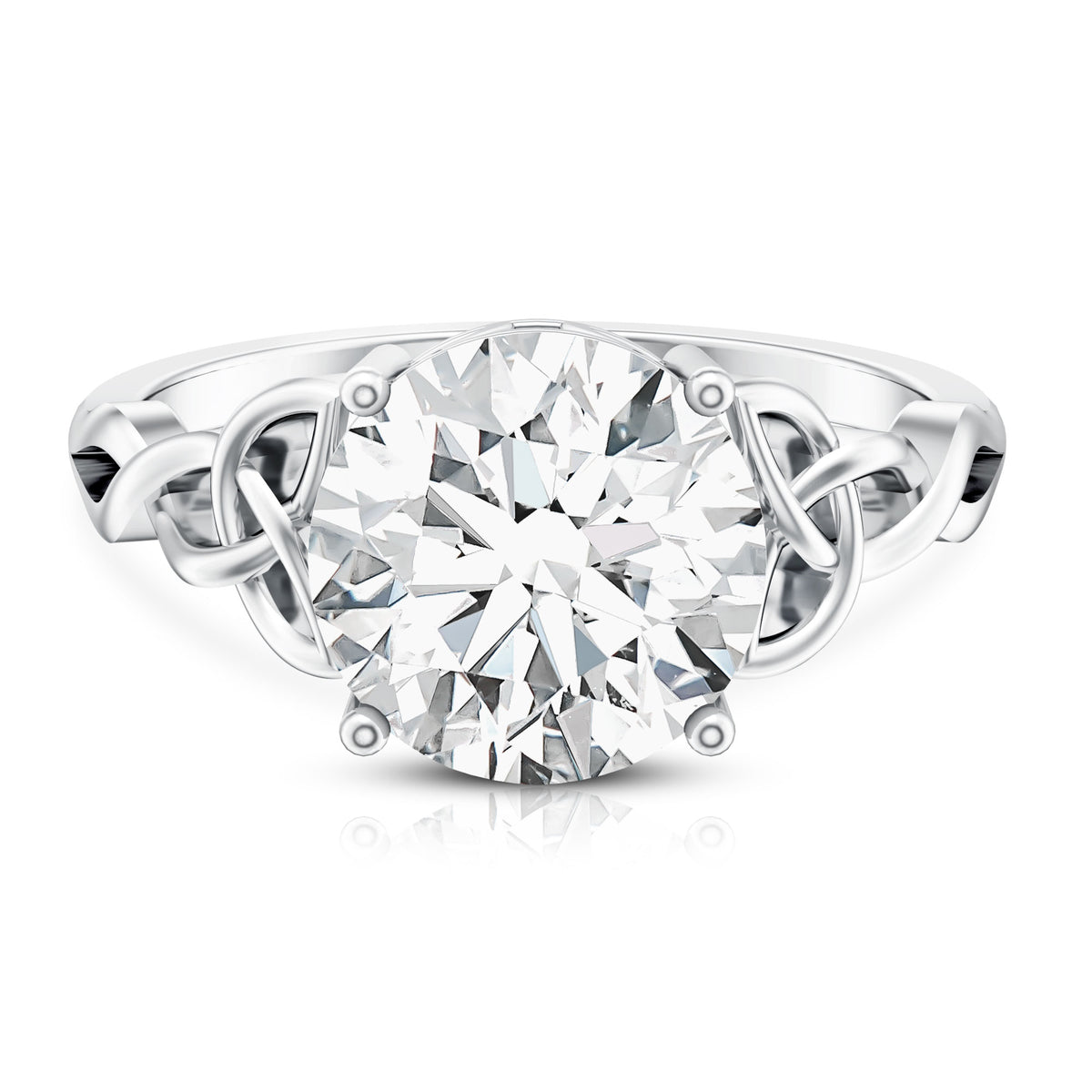 4 Carat Solitaire Lab Grown Diamond Celtic Knot Engagement Ring with IGI Certificate Lab - ( E-VS1 ) - Rosec Jewels