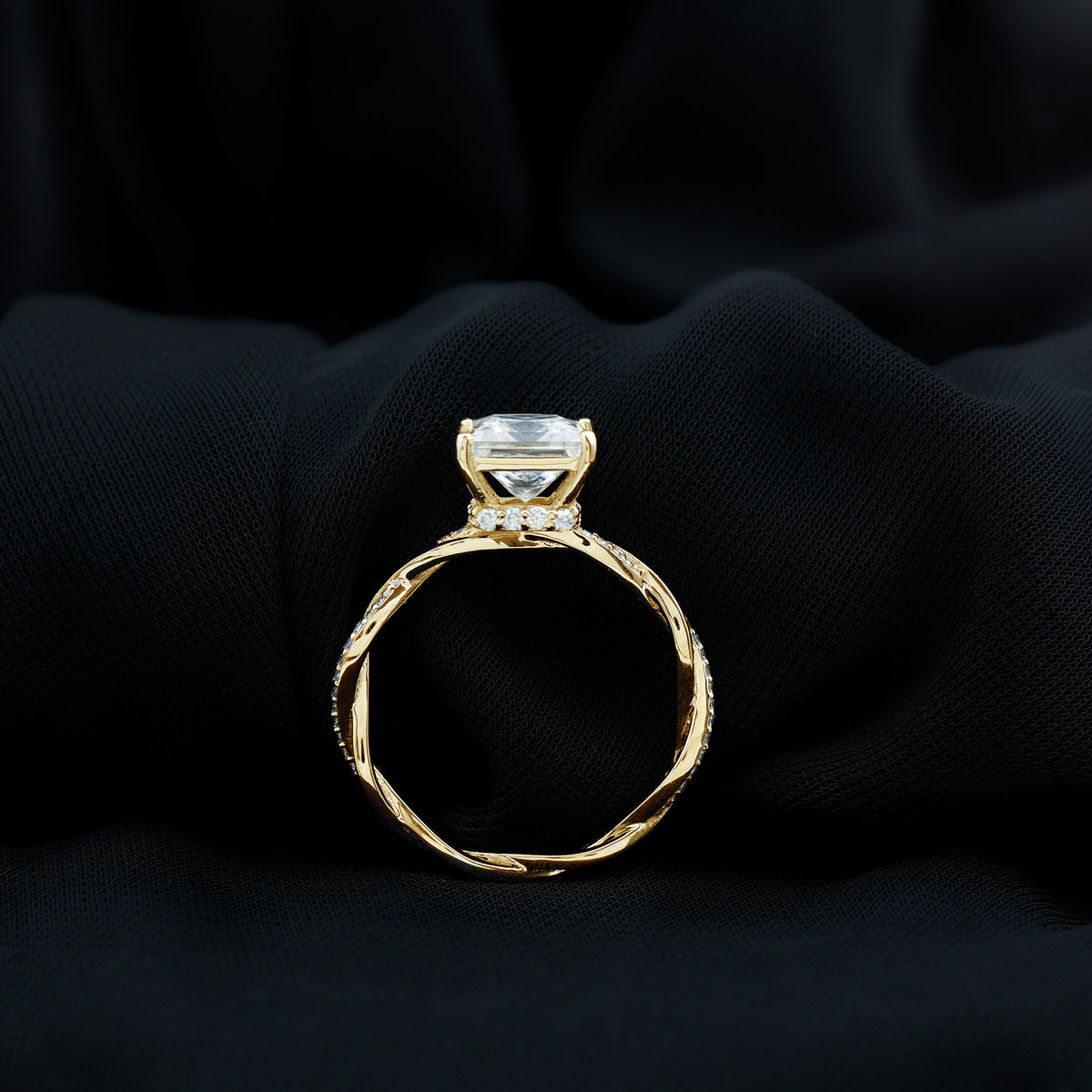 Rosec Jewels-IGI Documented 4 Carat Princess Cut Lab Diamond Crossover Engagement Ring