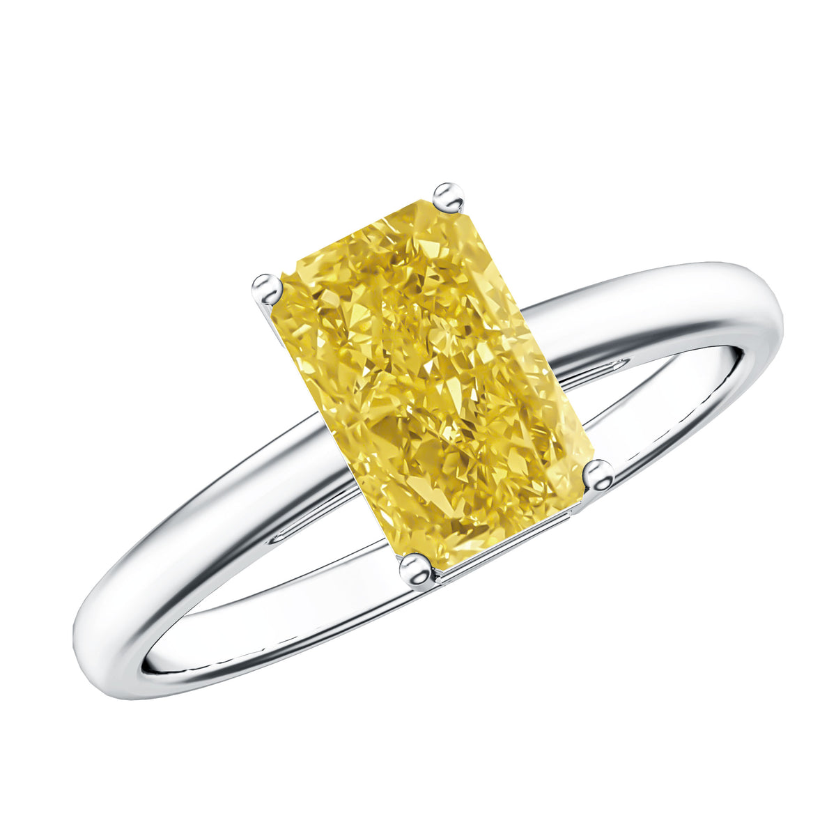2 Carat Radiant Cut Lab Yellow Diamond Solitaire Engagement Ring IGI Certified Vivid Yellow - VS1 - Rosec Jewels