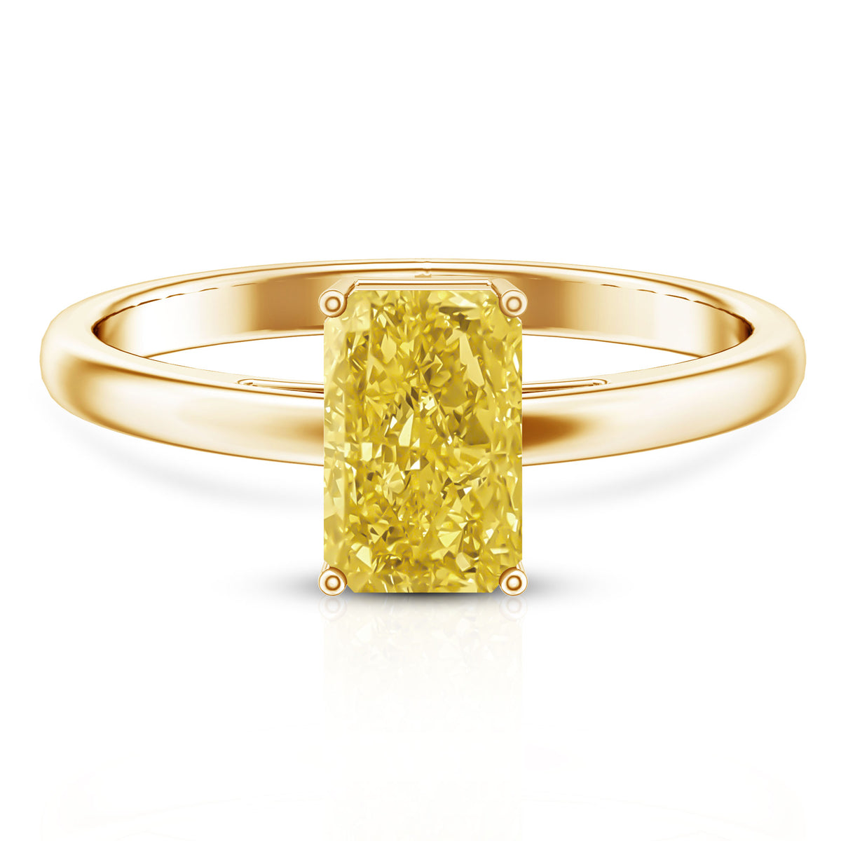 2 Carat Radiant Cut Lab Yellow Diamond Solitaire Engagement Ring IGI Certified Vivid Yellow - VS1 - Rosec Jewels