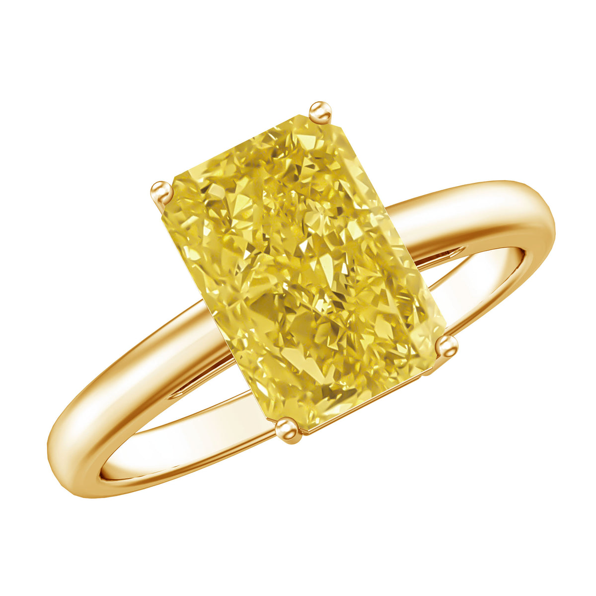 IGI Certified 3 Carat Lab Grown Yellow Diamond Radiant Cut Engagement Ring Vivid Yellow - VS1 - Rosec Jewels