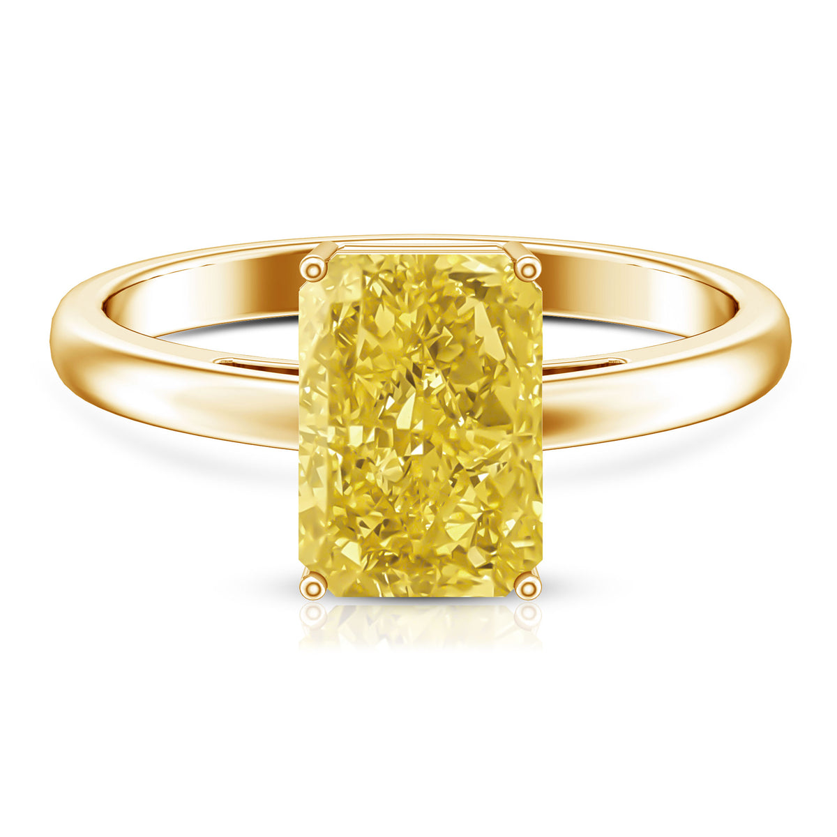 IGI Certified 3 Carat Lab Grown Yellow Diamond Radiant Cut Engagement Ring Vivid Yellow - VS1 - Rosec Jewels