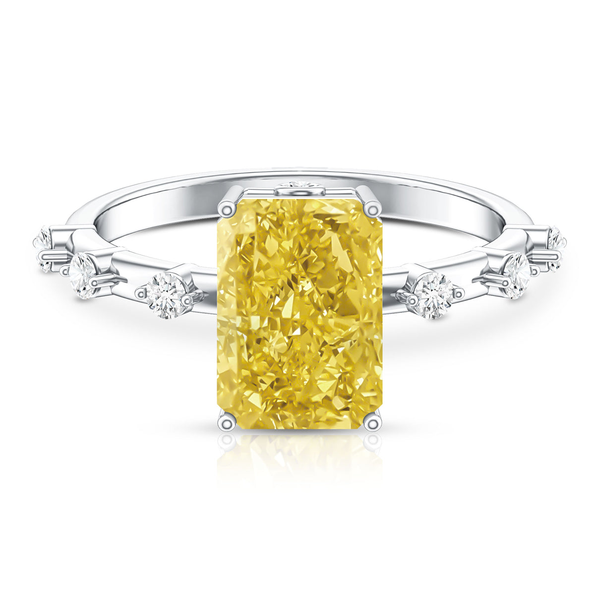 IGI Certified 3 Carat Lab Grown Vivid Yellow Diamond Engagement Ring Vivid Yellow - VS1 - Rosec Jewels