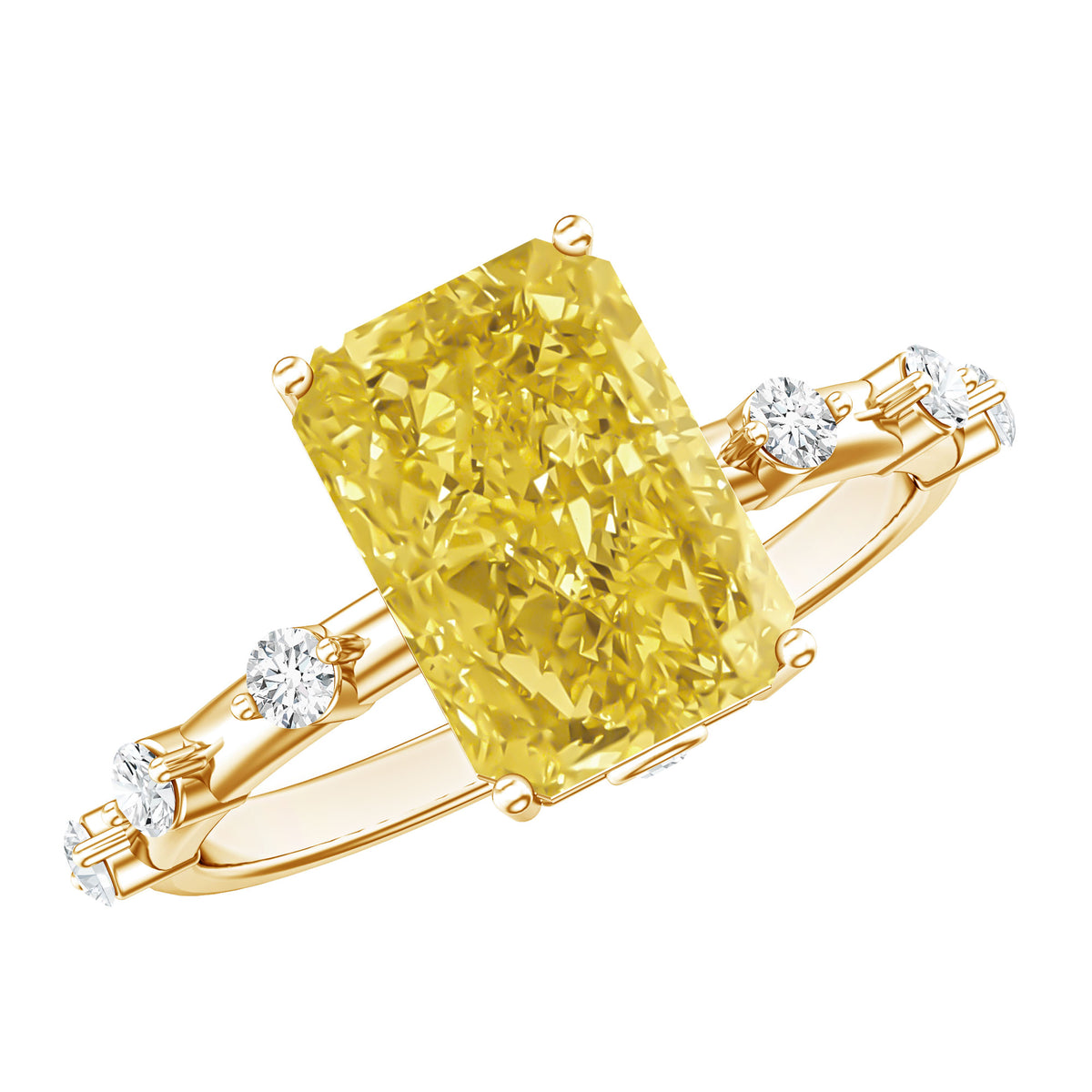 IGI Certified 3 Carat Lab Grown Vivid Yellow Diamond Engagement Ring Vivid Yellow - VS1 - Rosec Jewels
