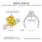 IGI Certified 3 Carat Lab Grown Yellow Diamond Vintage Engagement Ring for Her Vivid Yellow - VS1 - Rosec Jewels