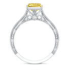 IGI Certified 3 Carat Lab Grown Yellow Diamond Vintage Engagement Ring for Her Vivid Yellow - VS1 - Rosec Jewels