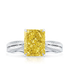 IGI Certified 3 Carat Lab Grown Yellow Diamond Vintage Engagement Ring for Her Vivid Yellow - VS1 - Rosec Jewels
