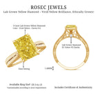 IGI Certified 3 Carat Lab Grown Yellow Diamond Vintage Engagement Ring for Her Vivid Yellow - VS1 - Rosec Jewels