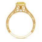 IGI Certified 3 Carat Lab Grown Yellow Diamond Vintage Engagement Ring for Her Vivid Yellow - VS1 - Rosec Jewels