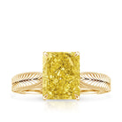 IGI Certified 3 Carat Lab Grown Yellow Diamond Vintage Engagement Ring for Her Vivid Yellow - VS1 - Rosec Jewels