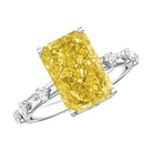Radiant Cut Lab Grown Yellow Diamond 4 Carat Engagement Ring IGI Certified Vivid Yellow - VS1 - Rosec Jewels