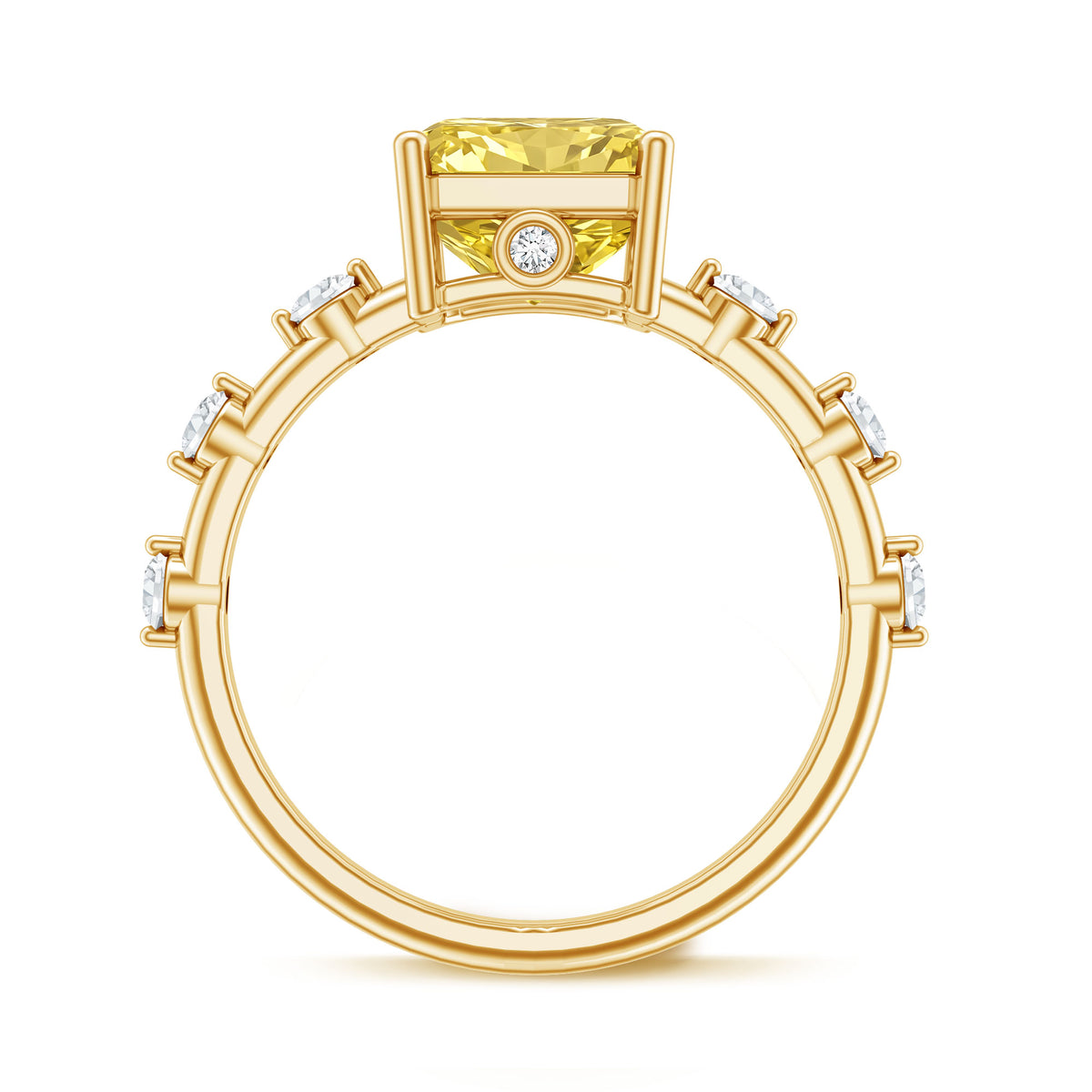 Radiant Cut Lab Grown Yellow Diamond 4 Carat Engagement Ring IGI Certified Vivid Yellow - VS1 - Rosec Jewels