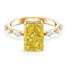 Radiant Cut Lab Grown Yellow Diamond 4 Carat Engagement Ring IGI Certified Vivid Yellow - VS1 - Rosec Jewels