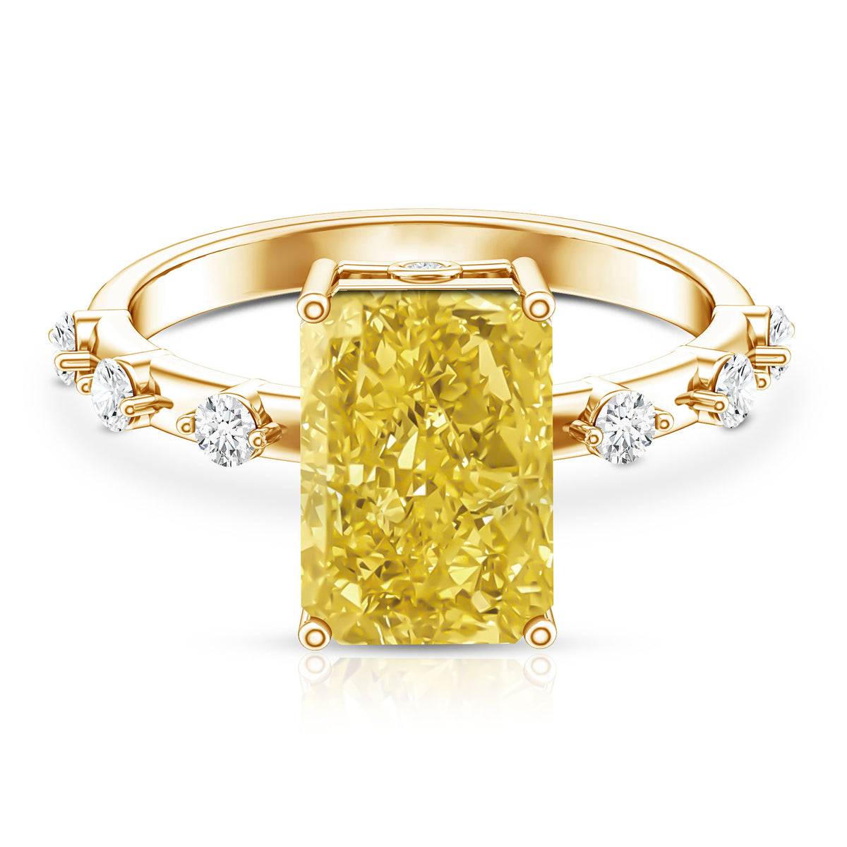 Radiant Cut Lab Grown Yellow Diamond 4 Carat Engagement Ring IGI Certified Vivid Yellow - VS1 - Rosec Jewels