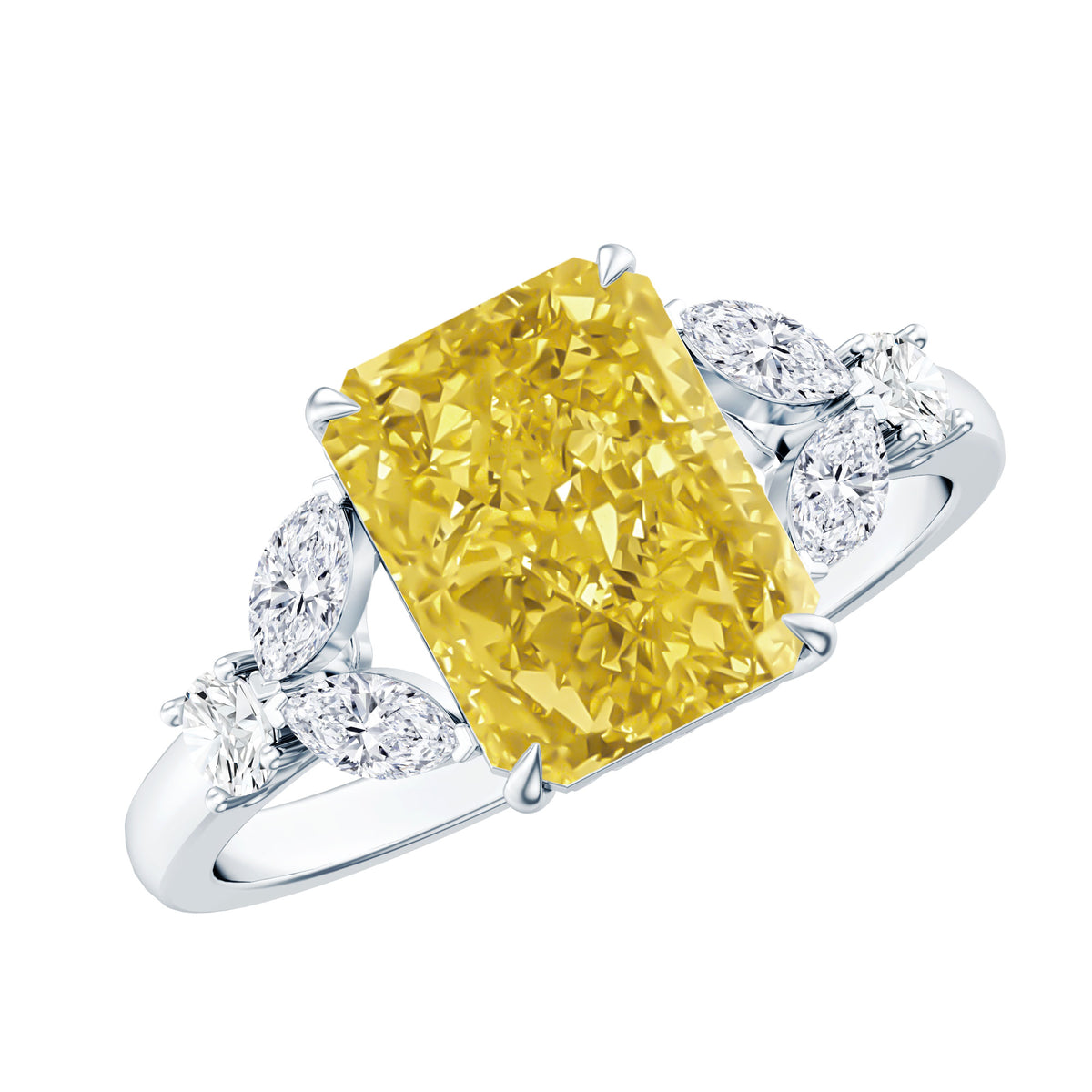 Radiant Cut 2 Carat Lab Grown Yellow Diamond Engagement Ring with IGI Certificate Vivid Yellow - VS1 - Rosec Jewels