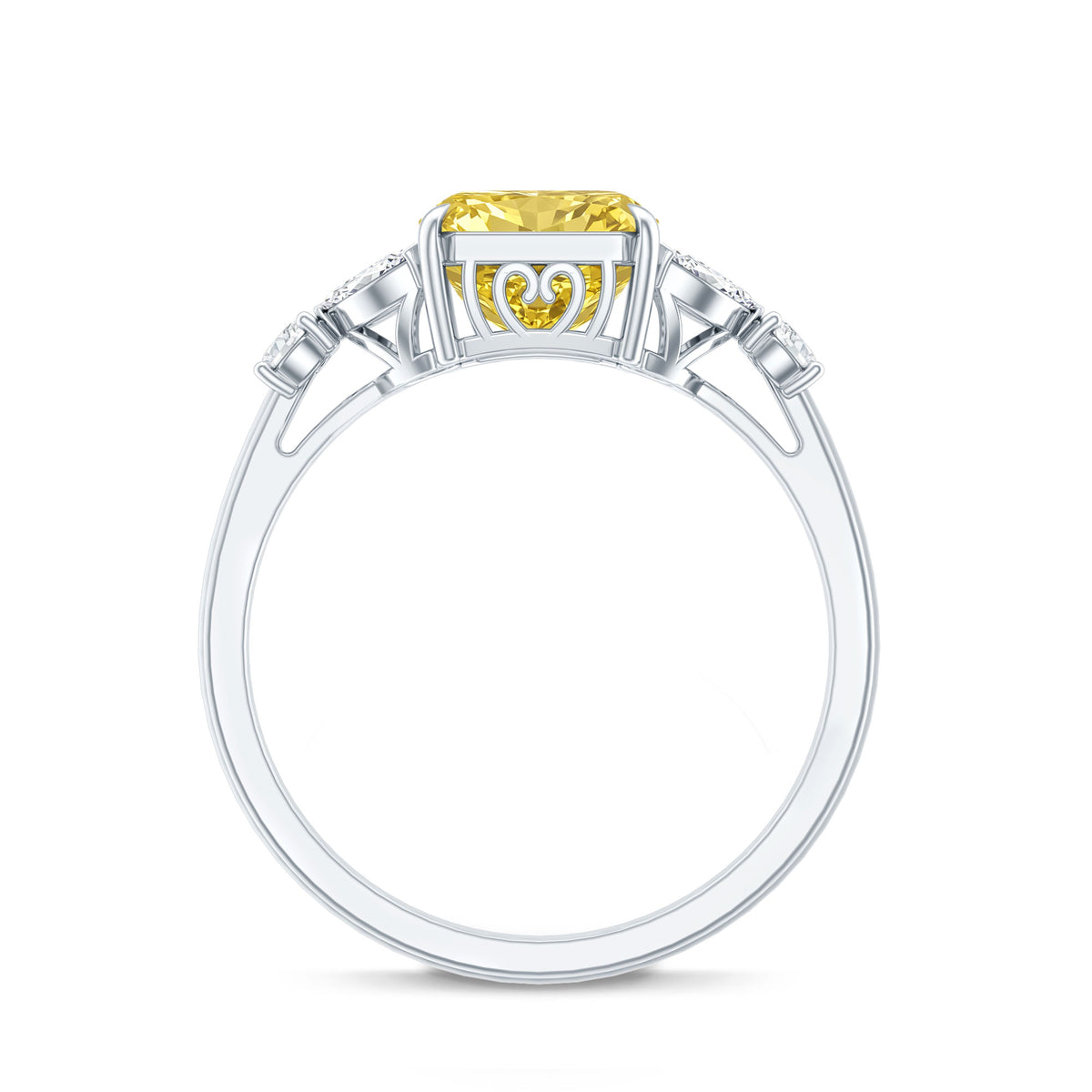 Radiant Cut 2 Carat Lab Grown Yellow Diamond Engagement Ring with IGI Certificate Vivid Yellow - VS1 - Rosec Jewels