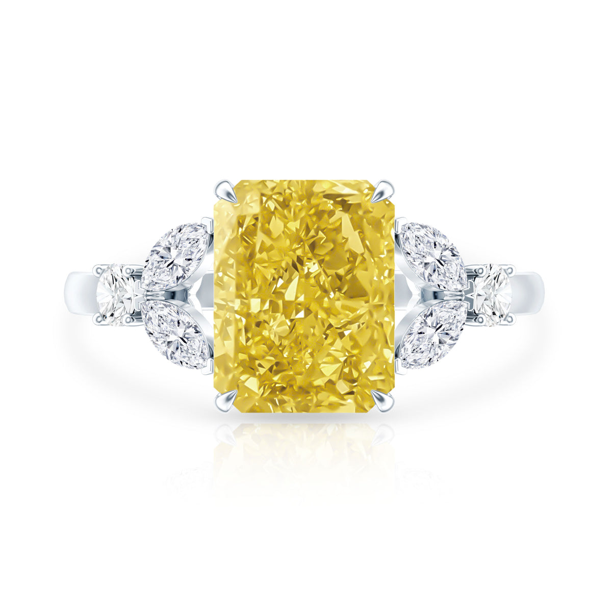 Radiant Cut 2 Carat Lab Grown Yellow Diamond Engagement Ring with IGI Certificate Vivid Yellow - VS1 - Rosec Jewels
