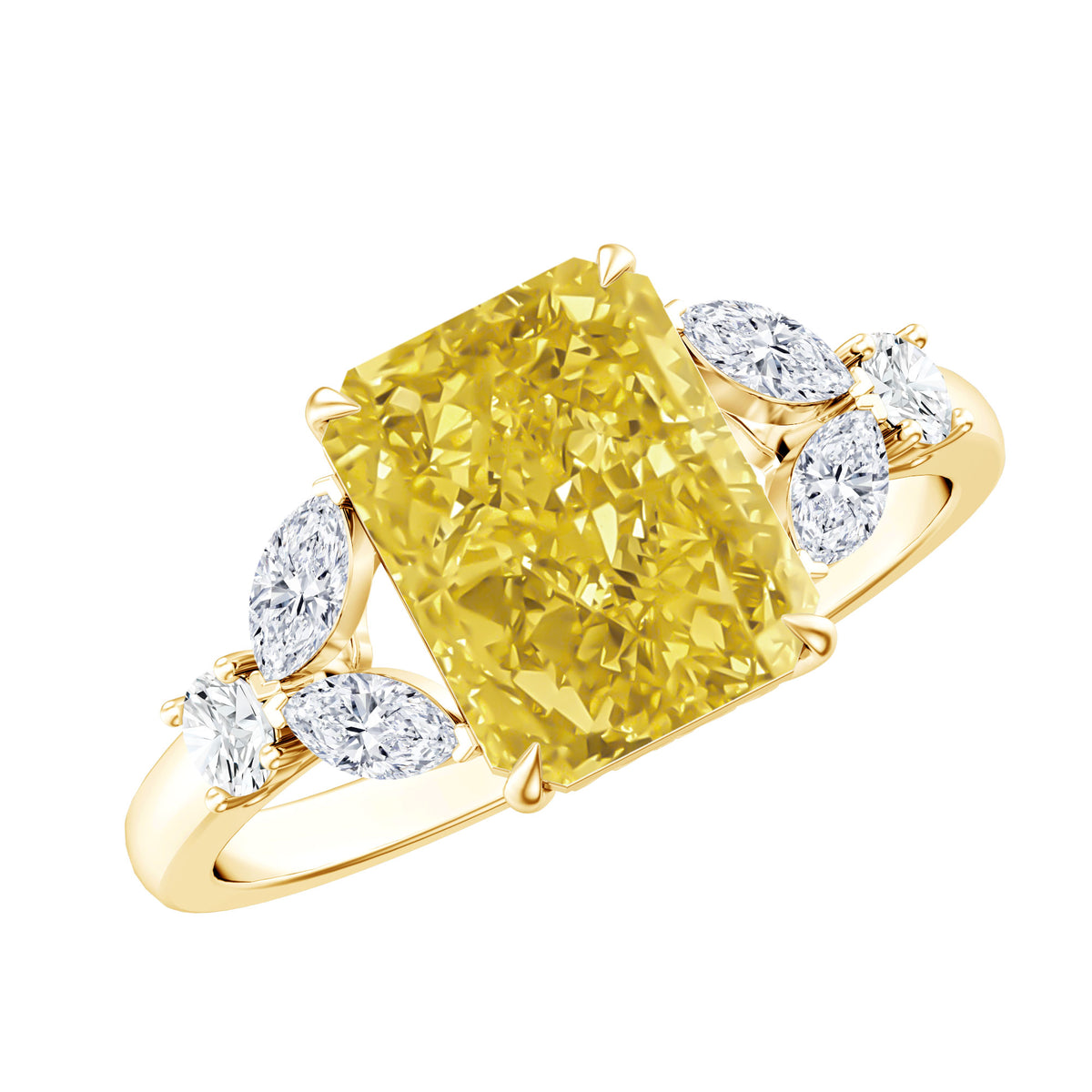 Radiant Cut 2 Carat Lab Grown Yellow Diamond Engagement Ring with IGI Certificate Vivid Yellow - VS1 - Rosec Jewels