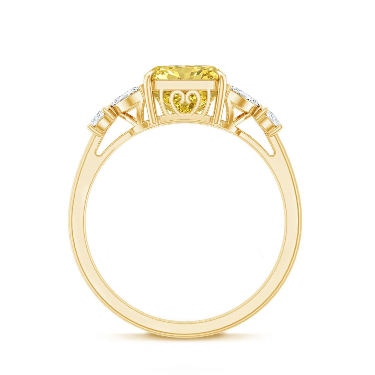 Radiant Cut 2 Carat Lab Grown Yellow Diamond Engagement Ring with IGI Certificate Vivid Yellow - VS1 - Rosec Jewels