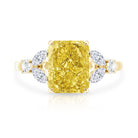 Radiant Cut 2 Carat Lab Grown Yellow Diamond Engagement Ring with IGI Certificate Vivid Yellow - VS1 - Rosec Jewels
