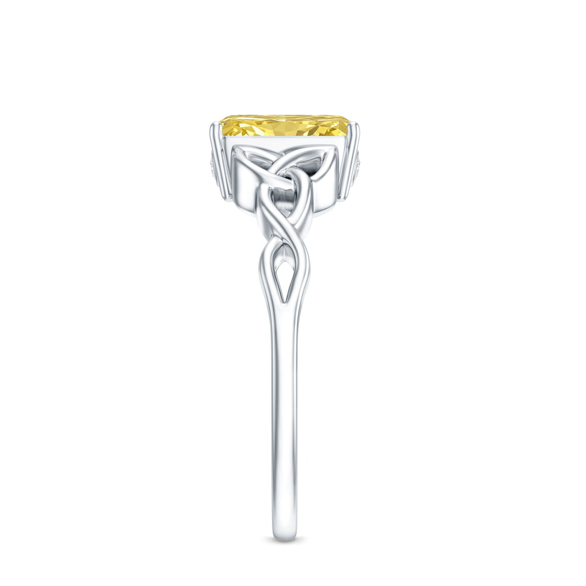 IGI Verified Celtic Engagement Ring with 2 Carat Radiant Cut Lab Yellow Diamond Vivid Yellow - VS1 - Rosec Jewels