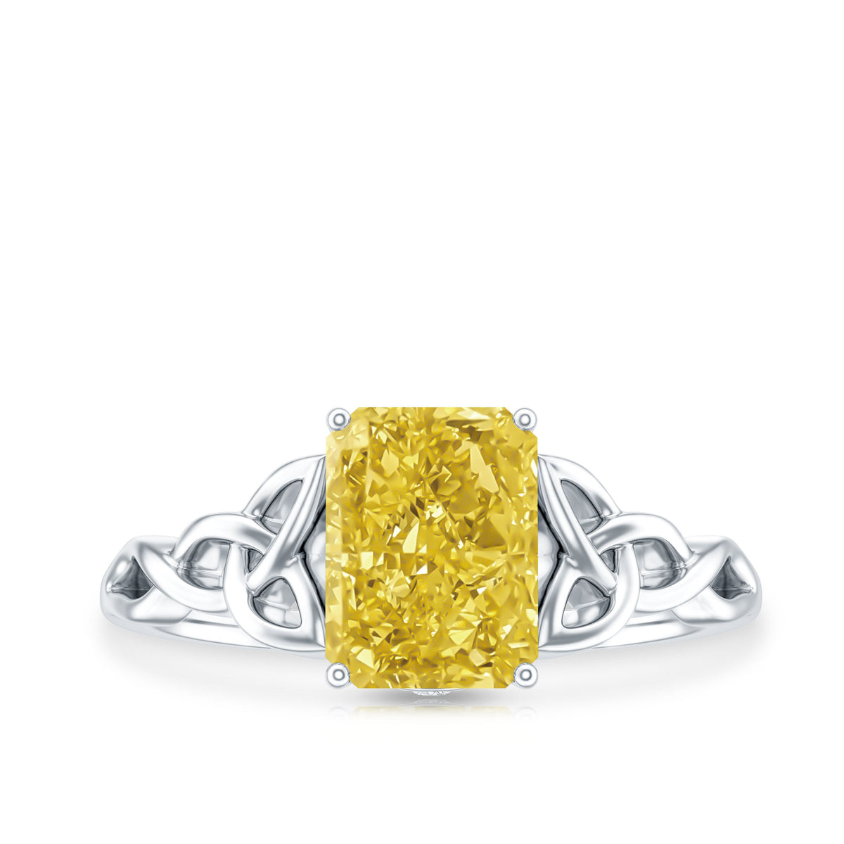 IGI Verified Celtic Engagement Ring with 2 Carat Radiant Cut Lab Yellow Diamond Vivid Yellow - VS1 - Rosec Jewels