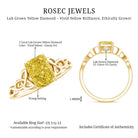 IGI Verified Celtic Engagement Ring with 2 Carat Radiant Cut Lab Yellow Diamond Vivid Yellow - VS1 - Rosec Jewels