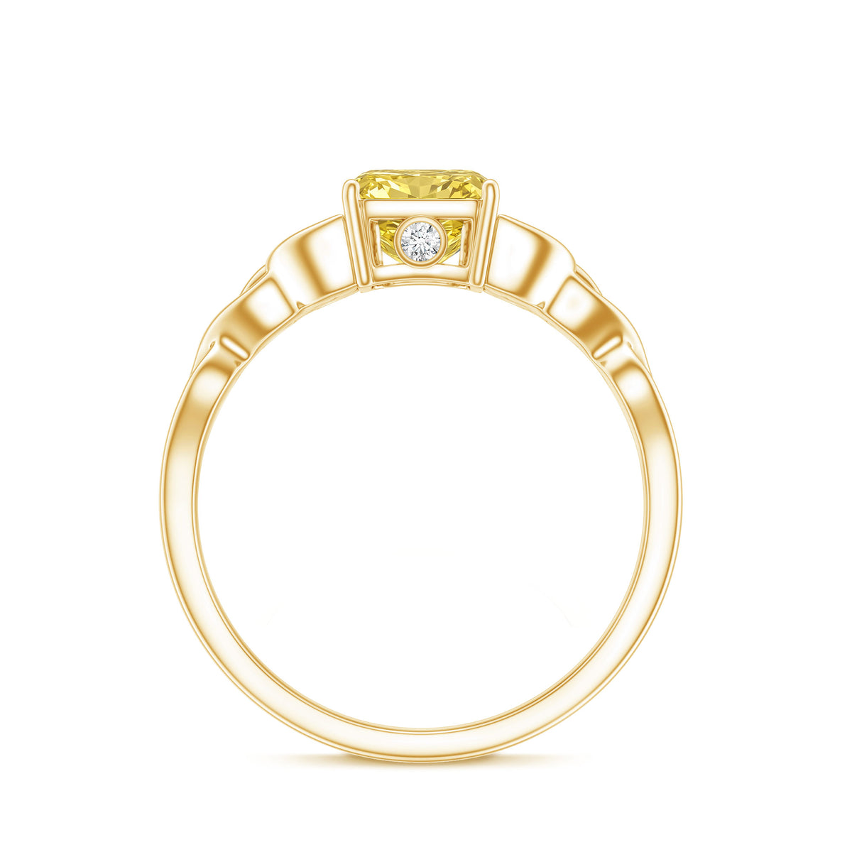 IGI Verified Celtic Engagement Ring with 2 Carat Radiant Cut Lab Yellow Diamond Vivid Yellow - VS1 - Rosec Jewels