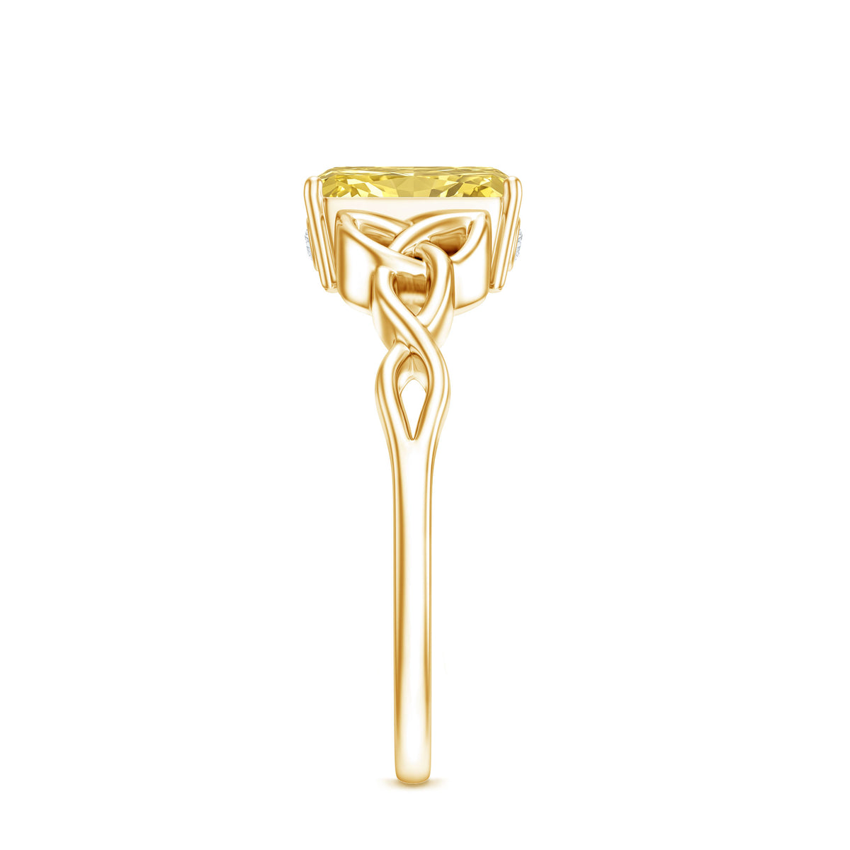 IGI Verified Celtic Engagement Ring with 2 Carat Radiant Cut Lab Yellow Diamond Vivid Yellow - VS1 - Rosec Jewels