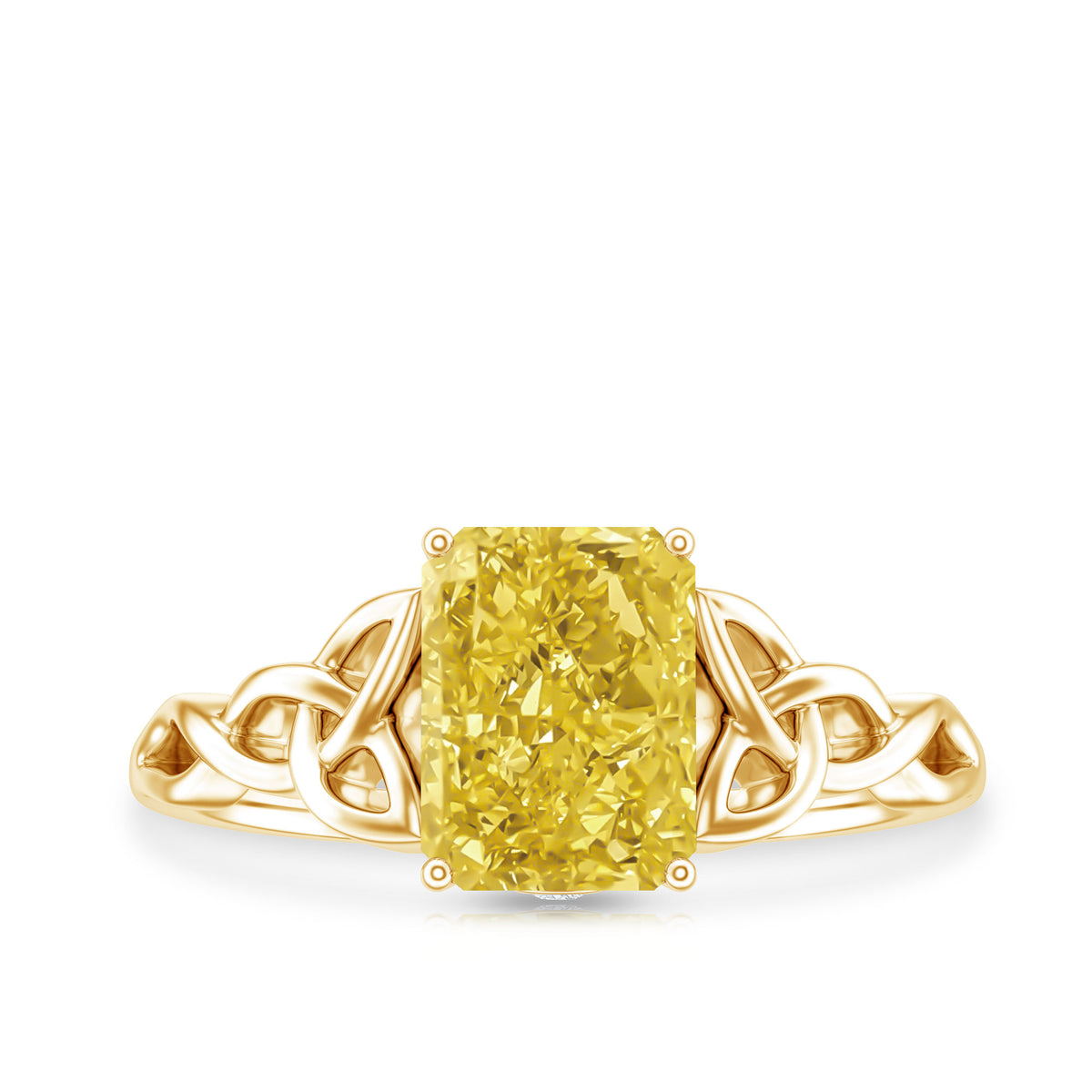 IGI Verified Celtic Engagement Ring with 2 Carat Radiant Cut Lab Yellow Diamond Vivid Yellow - VS1 - Rosec Jewels