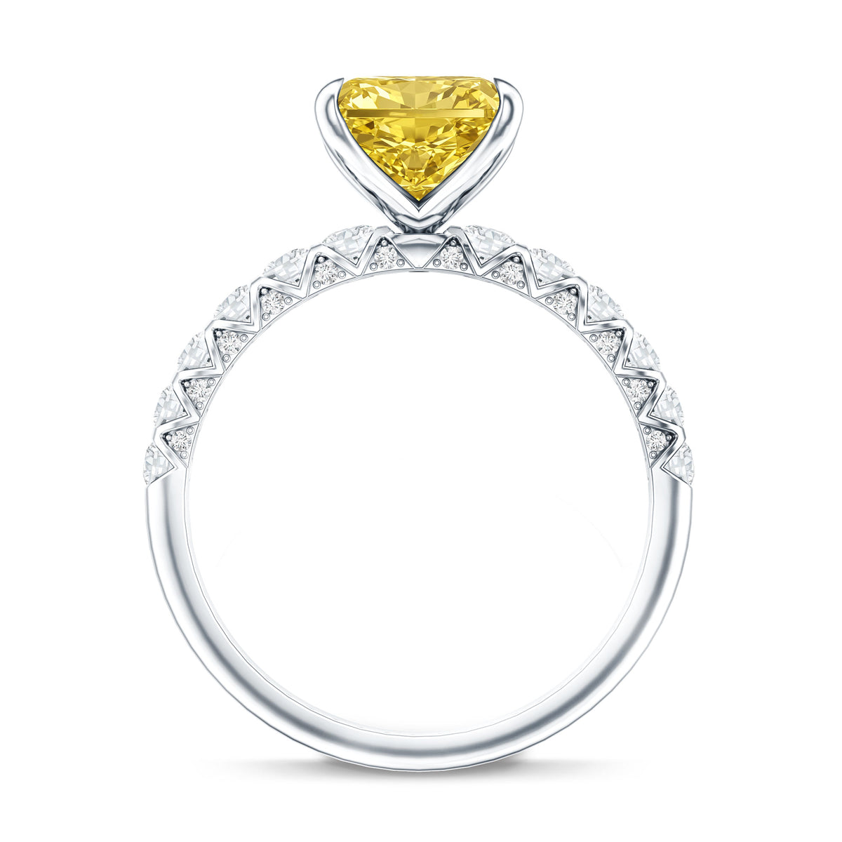 3 Carat Radiant Cut Lab Yellow Diamond Statement Engagement Ring IGI Certified Vivid Yellow - VS1 - Rosec Jewels