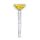 3 Carat Radiant Cut Lab Yellow Diamond Statement Engagement Ring IGI Certified Vivid Yellow - VS1 - Rosec Jewels
