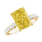 3 Carat Radiant Cut Lab Yellow Diamond Statement Engagement Ring IGI Certified Vivid Yellow - VS1 - Rosec Jewels