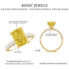 3 Carat Radiant Cut Lab Yellow Diamond Statement Engagement Ring IGI Certified Vivid Yellow - VS1 - Rosec Jewels
