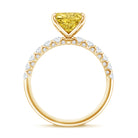 3 Carat Radiant Cut Lab Yellow Diamond Statement Engagement Ring IGI Certified Vivid Yellow - VS1 - Rosec Jewels