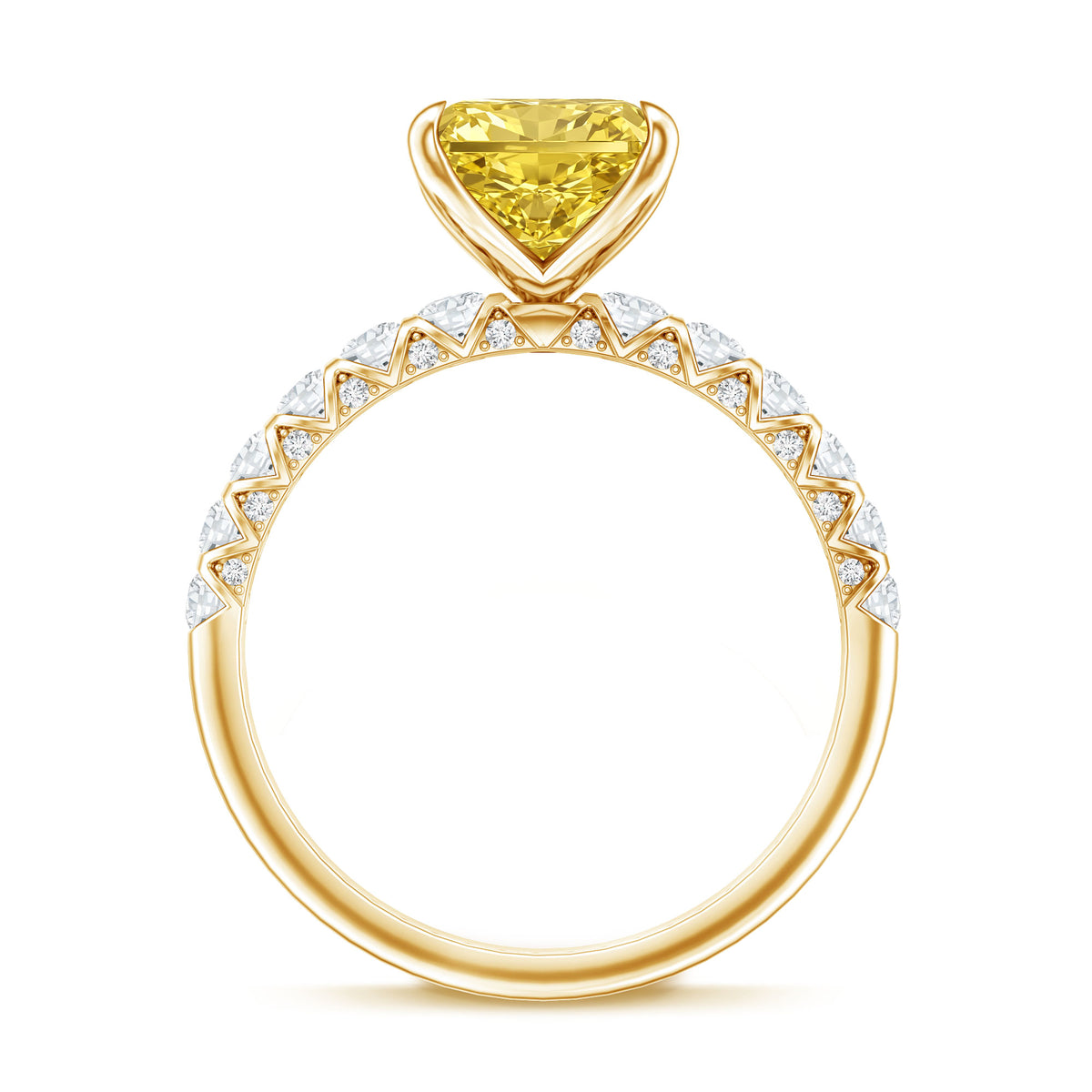 3 Carat Radiant Cut Lab Yellow Diamond Statement Engagement Ring IGI Certified Vivid Yellow - VS1 - Rosec Jewels