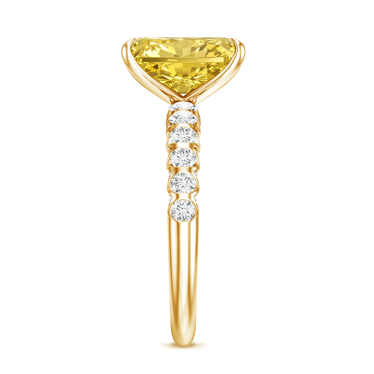 3 Carat Radiant Cut Lab Yellow Diamond Statement Engagement Ring IGI Certified Vivid Yellow - VS1 - Rosec Jewels