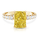 3 Carat Radiant Cut Lab Yellow Diamond Statement Engagement Ring IGI Certified Vivid Yellow - VS1 - Rosec Jewels