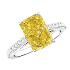 IGI Documented 3 Carat Lab Yellow Diamond Radiant Cut Engagement Ring with Hidden Halo Vivid Yellow - VS1 - Rosec Jewels