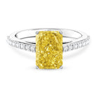 IGI Documented 3 Carat Lab Yellow Diamond Radiant Cut Engagement Ring with Hidden Halo Vivid Yellow - VS1 - Rosec Jewels