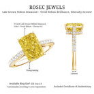 IGI Documented 3 Carat Lab Yellow Diamond Radiant Cut Engagement Ring with Hidden Halo Vivid Yellow - VS1 - Rosec Jewels